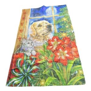 Evergreen Donna Race Dog Cat House Flag‎ 43x29 Peaceful Pets 2012 Holiday Xmas